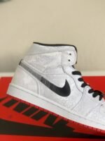clot x Air Jordan Aj1 Mid "Fearless" White Silk Sneaker - Image 6