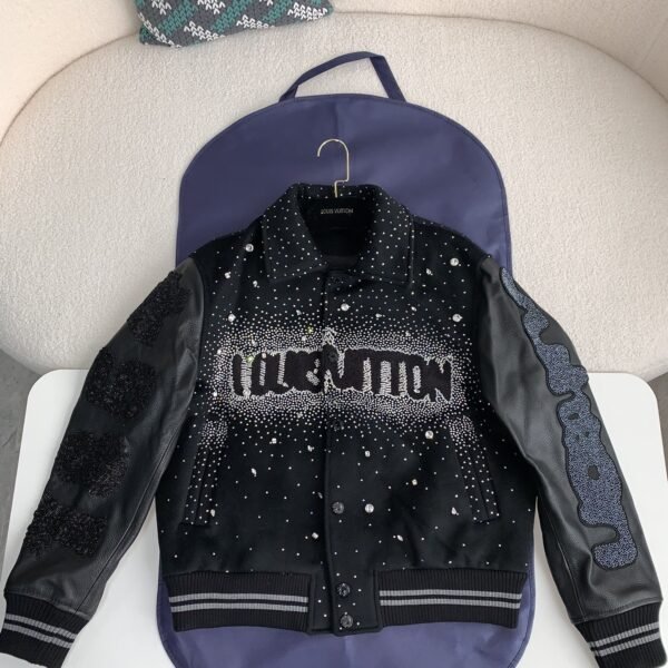 Louis Vuitton FW23 lettered beadedembroidered leather jacket