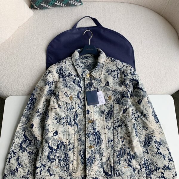 Louis Vuitton Classic Logo printed all over patchworkdenim jacket