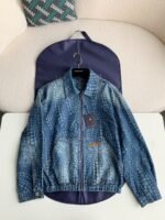 Louis Vuitton Classic Logo printed all over patchworkdenim jacket