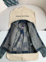 Louis Vuitton Classic Logo printed all over patchworkdenim jacket - Image 3
