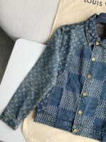 Louis Vuitton Classic Logo printed all over patchworkdenim jacket - Image 5