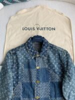 Louis Vuitton Classic Logo printed all over patchworkdenim jacket - Image 7