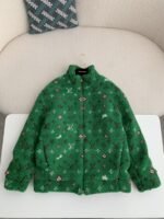 Louis Vuitton Jacquard vertical collarzipper fleece jackethooded jacket