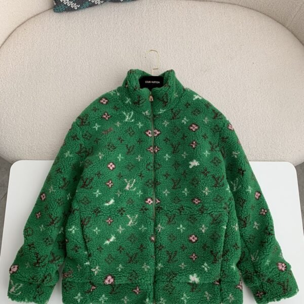 Louis Vuitton Jacquard vertical collarzipper fleece jackethooded jacket