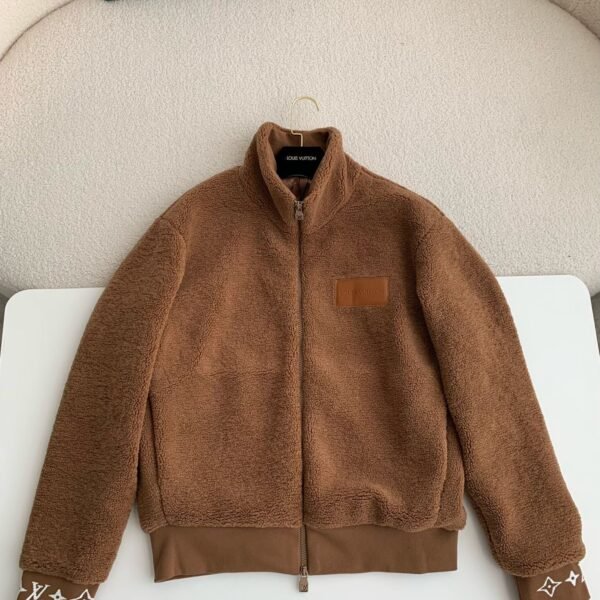  Louis Vuitton Jacquard vertical collarzipper fleece jackethooded jacket