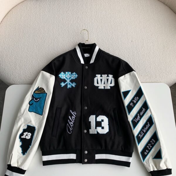 OFF-WHITE xAc Milan FW22 Collaborative  Colorblock Baseball Jacket