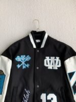 OFF-WHITE xAc Milan FW22 Collaborative  Colorblock Baseball Jacket - Image 4
