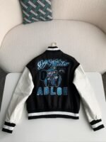 OFF-WHITE xAc Milan FW22 Collaborative  Colorblock Baseball Jacket - Image 3