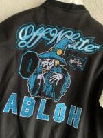 OFF-WHITE xAc Milan FW22 Collaborative  Colorblock Baseball Jacket - Image 8