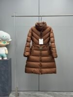 Moncler mouthed Brou 2024 autumn and winter women's belt matte waist cinched mid length down jacket jacket
