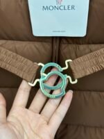 Moncler mouthed Brou 2024 autumn and winter women's belt matte waist cinched mid length down jacket jacket - Image 7