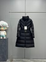 Moncler mouthed Brou 2024 autumn and winter women's belt matte waist cinched mid length down jacket jacket