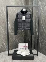Moncler women's lined wool zipper down sweater