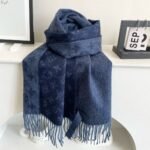 Louis Vuitton Men's Cashmere Blue Scarf Size: 30*180cm