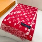 Louis Vuitton LV ×Supreme joint pink wool scarf Size: 30*180cm - Image 3