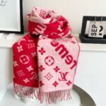 Louis Vuitton LV ×Supreme joint pink wool scarf Size: 30*180cm
