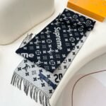 Louis Vuitton LV ×Supreme co-branded black wool scarf Size: 30*180cm - Image 5