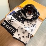 Louis Vuitton high-end Black 100% cashmere knitted scarf Size: 30*180cm