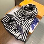 Louis Vuitton Black Striped Cashmere Scarf Size: 30*180cm