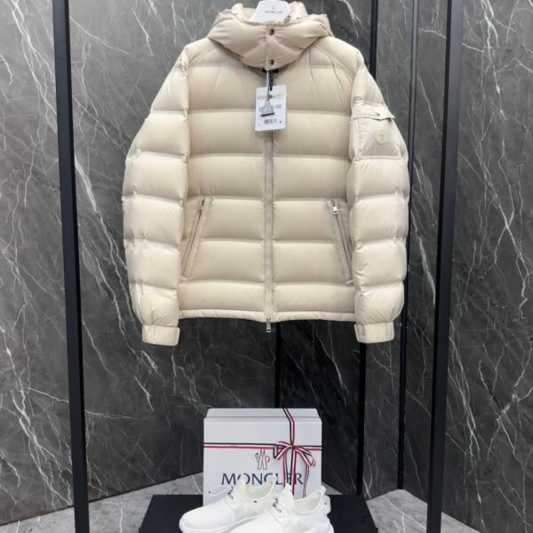 Moncler Maya laminated leather logo Classic Short Down