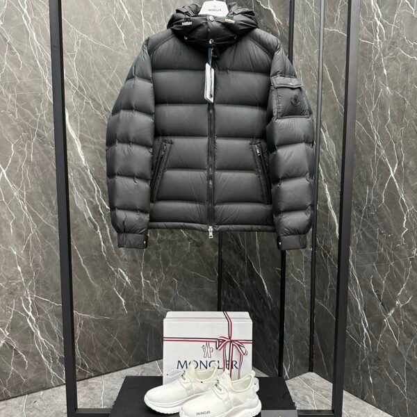 Moncler Maya laminated leather logo Classic Short Down