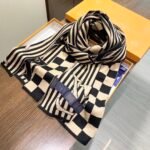 Louis Vuitton Khaki Striped Cashmere Scarf Size: 30*180cm