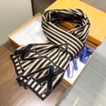 Louis Vuitton Khaki Striped Cashmere Scarf Size: 30*180cm - Image 5