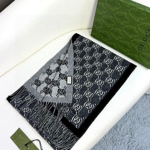 GUCCI 2024 Winter Series Double G Jacquard Scarf  Size: 180*35cm