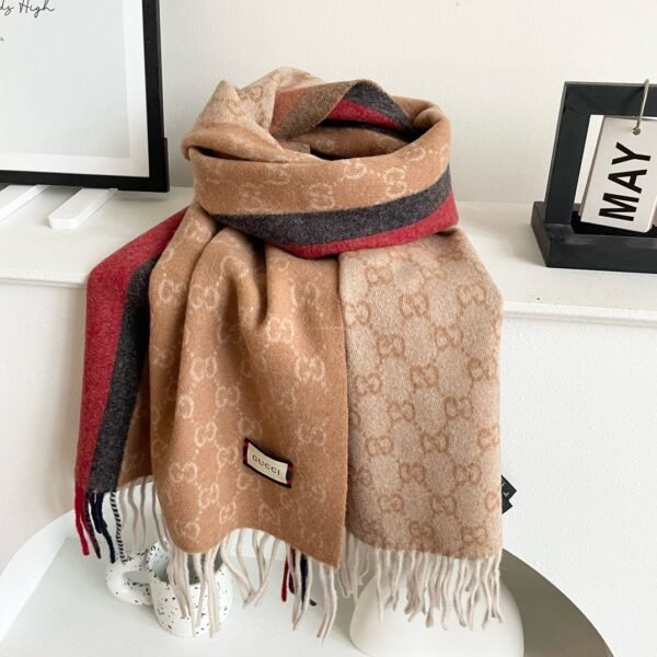 Gucci classic cashmere khaki shawl scarf size: 70*200cm
