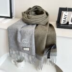 Gucci double-sided different color jacquard 100% lamb wool Scarf  Size: 35*190cm