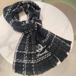 Chanel Classic Black and White Chanel Style Pattern 100% Sheep Wool Scarf  Size: 32*186cm - Image 6