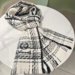 Chanel Classic Black and White Chanel Style Pattern 100% Sheep Wool Scarf  Size: 32*186cm - Image 4