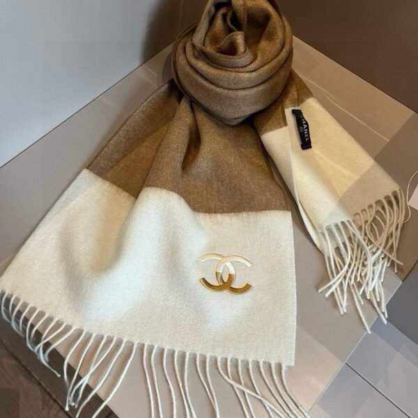 CHANEL 100% cashmere water ripple small scarf  Size: 30*180cm