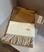 CHANEL 100% cashmere water ripple small scarf  Size: 30*180cm - Image 5