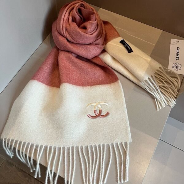 CHANEL 100% cashmere water ripple small scarf  Size: 30*180cm