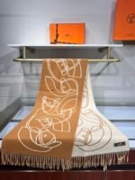 Hermes high-end 100% cashmere scarf Size: 40*195cm - Image 6