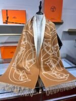 Hermes high-end 100% cashmere scarf Size: 40*195cm - Image 4
