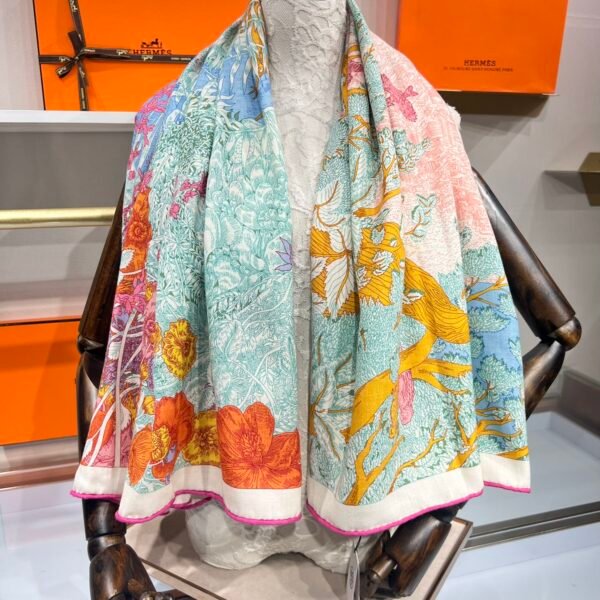 Hermès [Return to Nature] Cashmere Scarf Size: 140*140cm