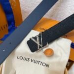 Louis Vuitton LV double-sided two-color lychee pattern belt Width: 4cm - Image 9