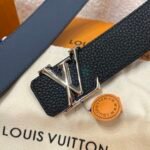 Louis Vuitton LV double-sided two-color lychee pattern belt Width: 4cm - Image 8
