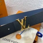 Louis Vuitton LV double-sided two-color lychee pattern belt Width: 4cm - Image 3