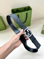 GUCCI GG Supreme interlocking double G buckle canvas belt Width: 3.8cm - Image 5