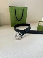 GUCCI GG Supreme interlocking double G buckle canvas belt Width: 3.8cm - Image 4