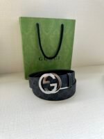 GUCCI GG Supreme interlocking double G buckle canvas belt Width: 3.8cm - Image 2