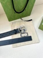 GUCCI GG Supreme interlocking double G buckle canvas belt Width: 3.8cm - Image 3