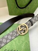 GUCCI GG Supreme interlocking double G buckle canvas belt Width: 3.8cm - Image 5