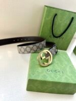 GUCCI GG Supreme interlocking double G buckle canvas belt Width: 3.8cm - Image 3