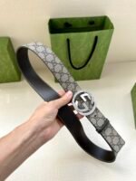 GUCCI GG Supreme interlocking double G buckle canvas belt Width: 3.8cm - Image 6