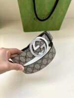 GUCCI GG Supreme interlocking double G buckle canvas belt Width: 3.8cm - Image 5